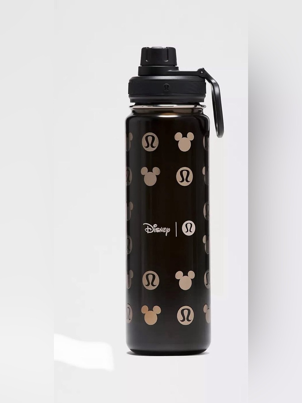 Lululemon x Disney Black Stainless Water Bottle with Gold Mickey Print